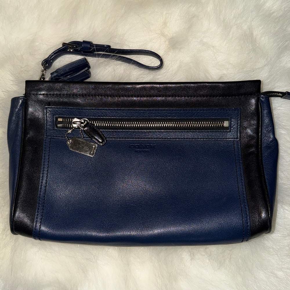 Coach Black and Blue Wristlet Clutch